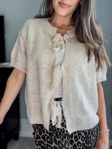 Short Sleeve Knit Cardigan