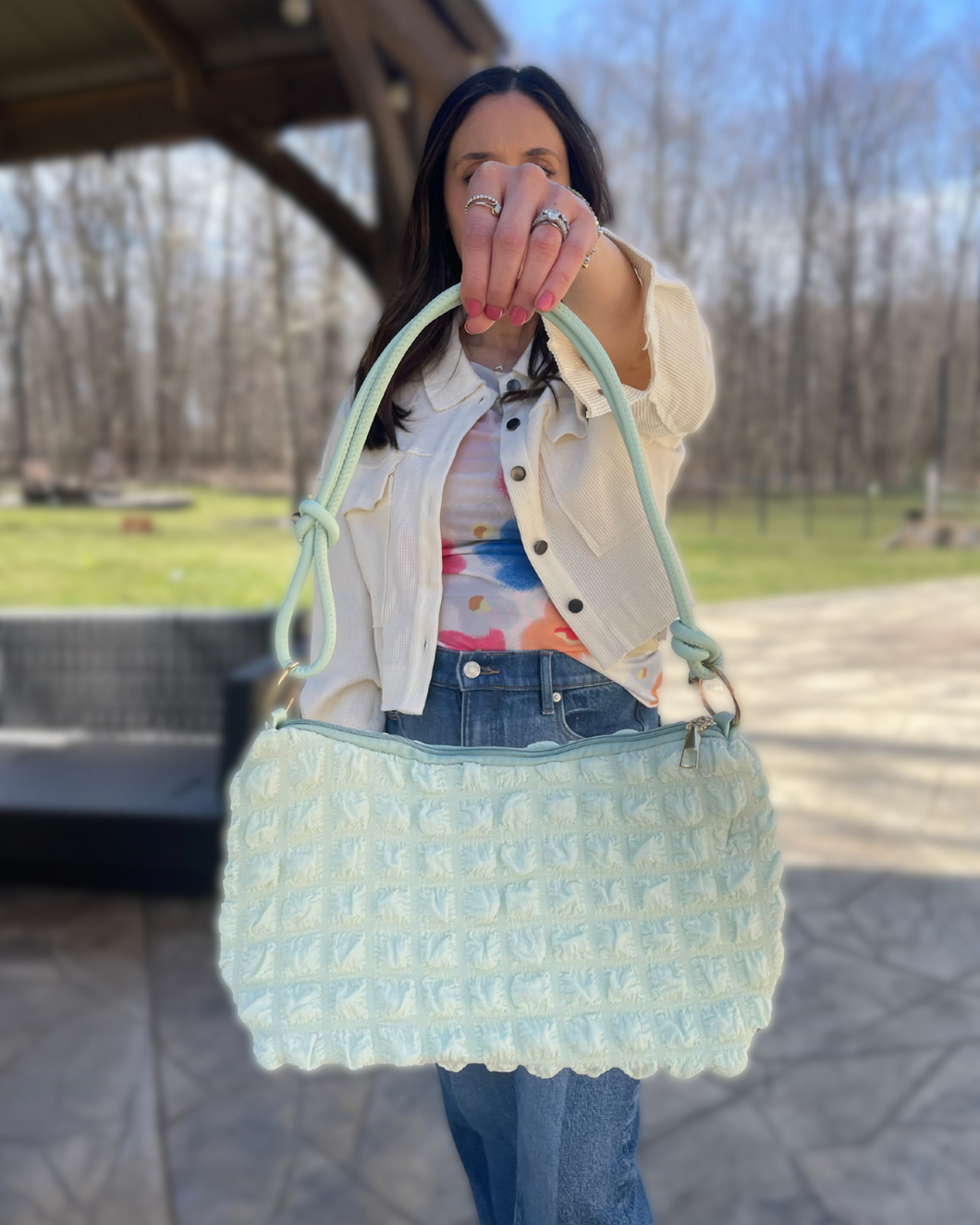 Puffy Pleated Shoulder Bag