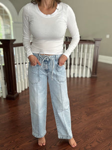 Drawstring Barrel Jeans