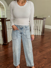 Load image into Gallery viewer, Drawstring Barrel Jeans
