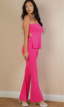 Load image into Gallery viewer, Side Slit Bandeau Top and Flare Pants Set
